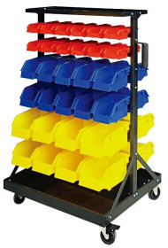 Bin Rack 60 Bins with Castor Wheels 1110H X 660W X 550D