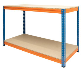 Value Workbench Orange/Blue 900h x 1500w x 600d 2 Levels c/w Chipboard 15mm 400kg