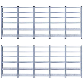 Galvanised Shelving 2500h x 900w x 600d 6 Level 10 Bay 