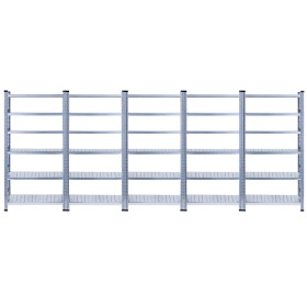 Galvanised Shelving 2500h x 900w x 600d 6 Level 5 Bay 