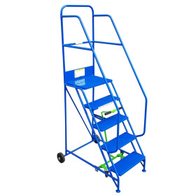 Industrial 05 tread mobile step NARROW AISLE 2250h x 600w x 1270 long - Platform 1250mm high BLUE