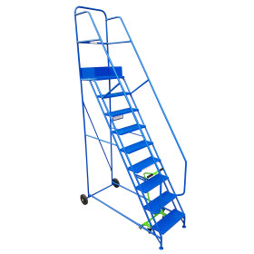 Industrial 10 tread mobile step 3500h x 1000w x 1905 long -Platform 2500mm high