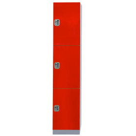 Plastic Locker 3 Door 1970h x 500d x 320w Red 