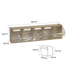 Storage Tilt Bin Madia 3 600w x 140d x 168h (5-Tilt Bin)