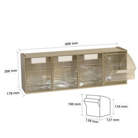 Storage Tilt Bin Madia 4 600w x 178d x 206h (4-Tilt Bin)