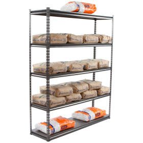 Rivet Shelving 1830h x 1500w x 400d 5 Level Angled 250kg UDL Laminated Timber